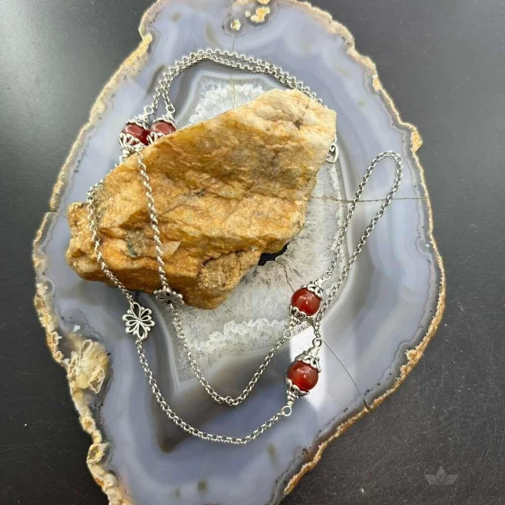Carolyn Pollack Sterling Chain Link w/Carnelian Beads 31